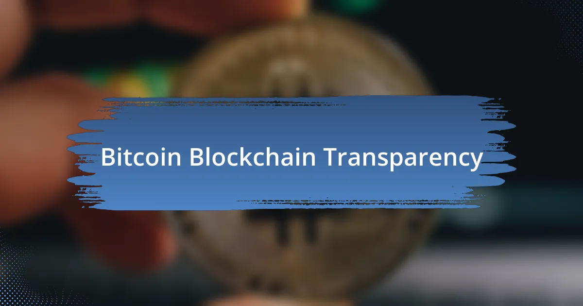 Bitcoin Blockchain Transparency