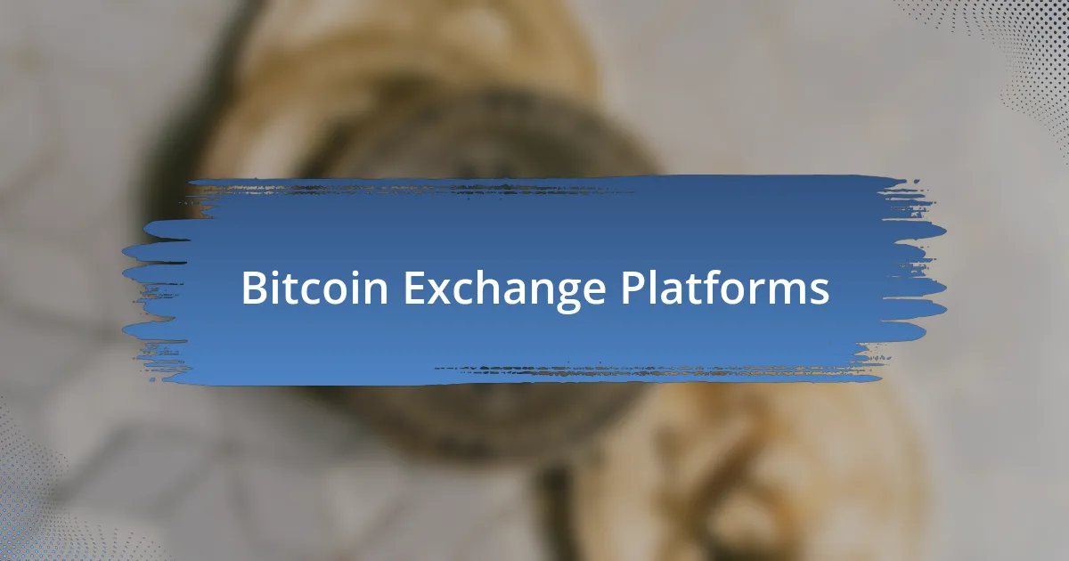 Bitcoin Exchange Platforms