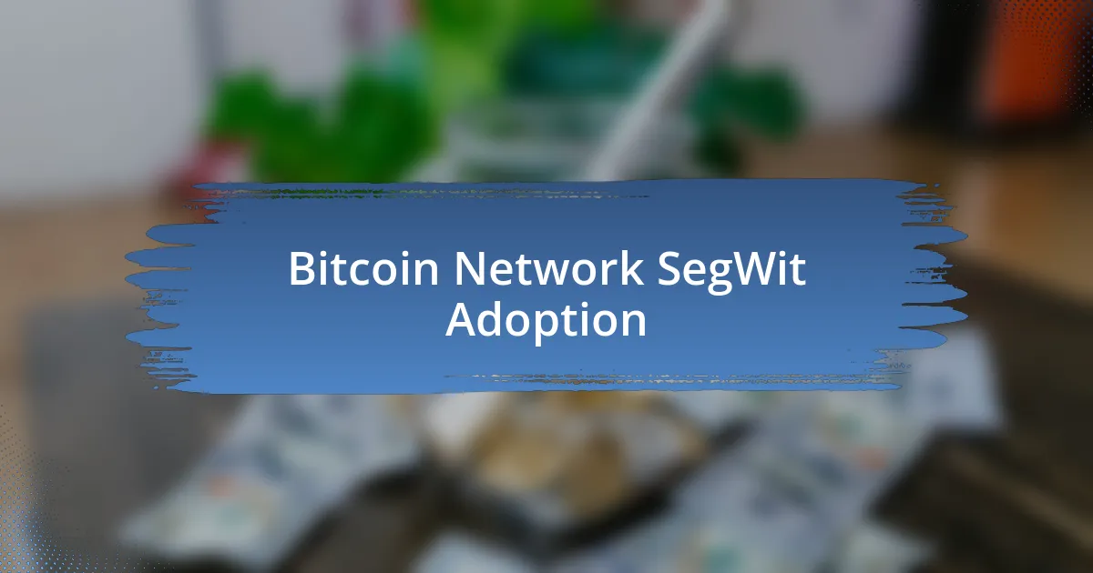 Bitcoin Network SegWit Adoption