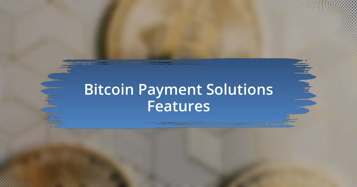 Bitcoin Payment Solutions Features