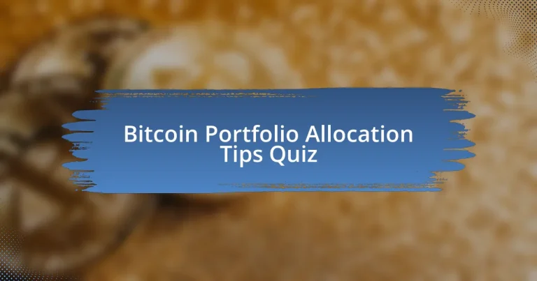 Bitcoin Portfolio Allocation Tips Quiz